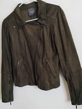 Lysse New York Olive Green Faux Suede Moto Jacket